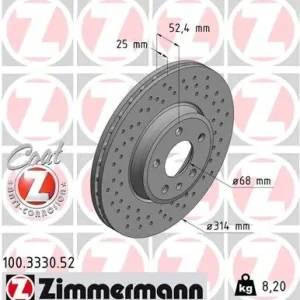 Tarcza hamulcowa ZIMMERMANN 100.3330.52 8K0615301 Kup online