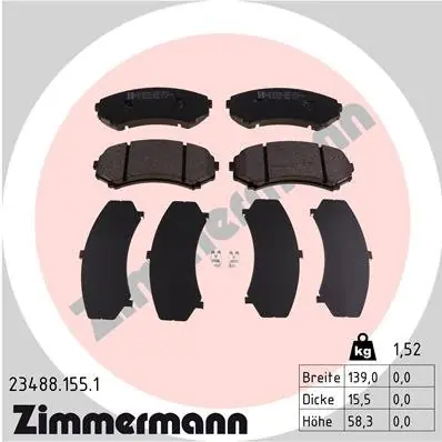 Zniżka Klocki hamulcowe ZIMMERMANN 23488.155.1 23488160