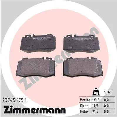 Ostatnie sztuki Klocki hamulcowe ZIMMERMANN 23745.175.1 23271177