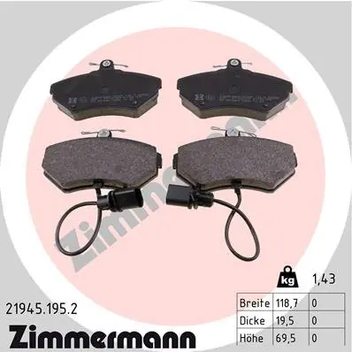 Najlepsza cena Klocki hamulcowe ZIMMERMANN 21945.195.2 21945196