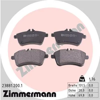 Klocki hamulcowe ZIMMERMANN 23881.200.1 23881200 Dodaj do koszyka