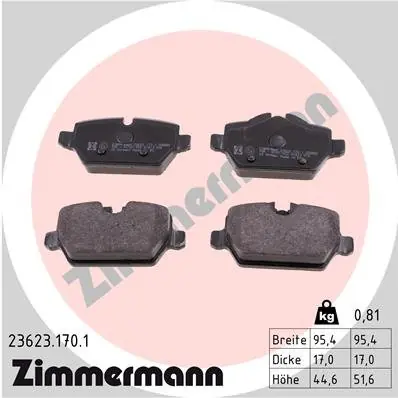 Klocki hamulcowe ZIMMERMANN 23623.170.1 23623170 Ostatnie sztuki